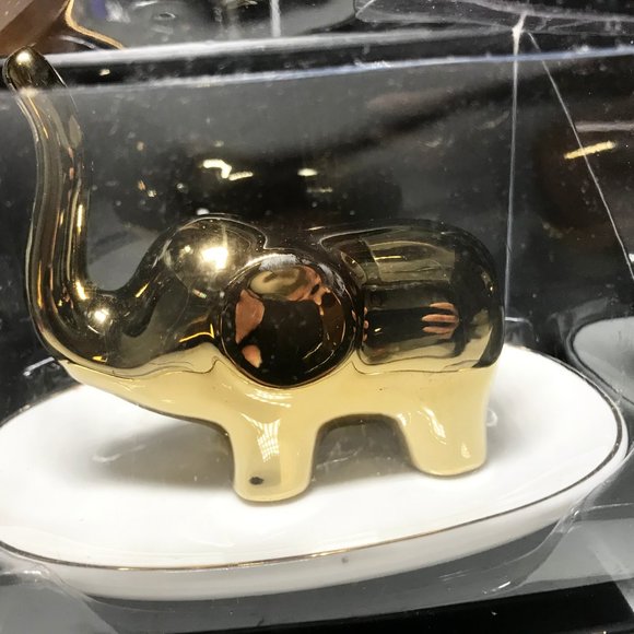 Ceramic gold Elephant Jewelry Trinket Dish Tray - Picture 2 of 5
